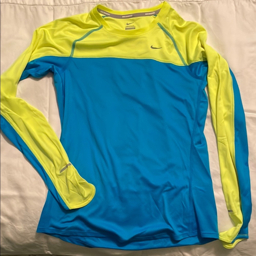 Nike Blue and Yellow Fitted Long Sleeve Jersey